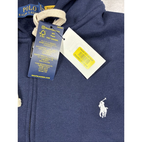 NWT Polo Ralph Lauren Lspohood M2 Hoodie Knit Navy Color Block Pullover Full Zip - Picture 4 of 13